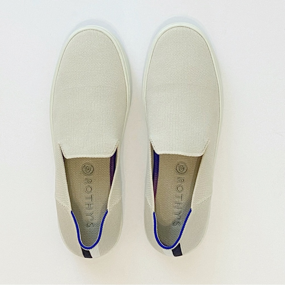 ROTHY’S CREAM TAN SAND THE ORIGINAL SLIP ON KNIT SNEAKER - Picture 2 of 12